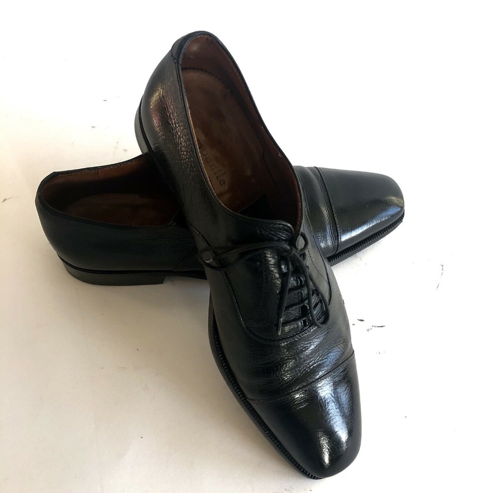 CAMPANILE mens black leather shoes 9.5UK Italy